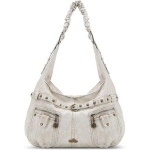 Womens large hobo shoulder bag vegan leather tote purse with zipper pockets